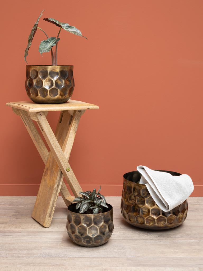 S/3 antique honeycomb planters - 1