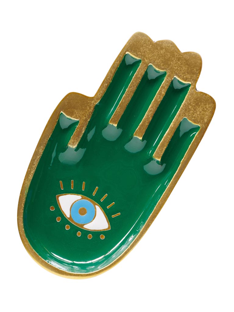 Green hamsa hand trinket tray Funkie - 2