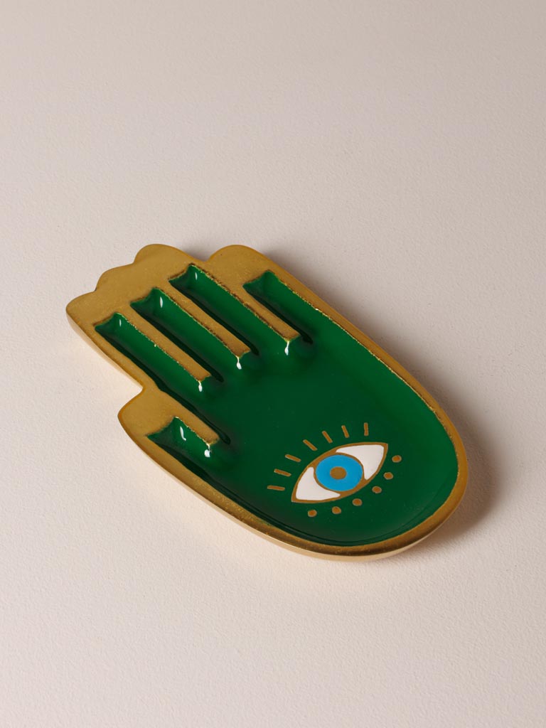 Green hamsa hand trinket tray Funkie - 1