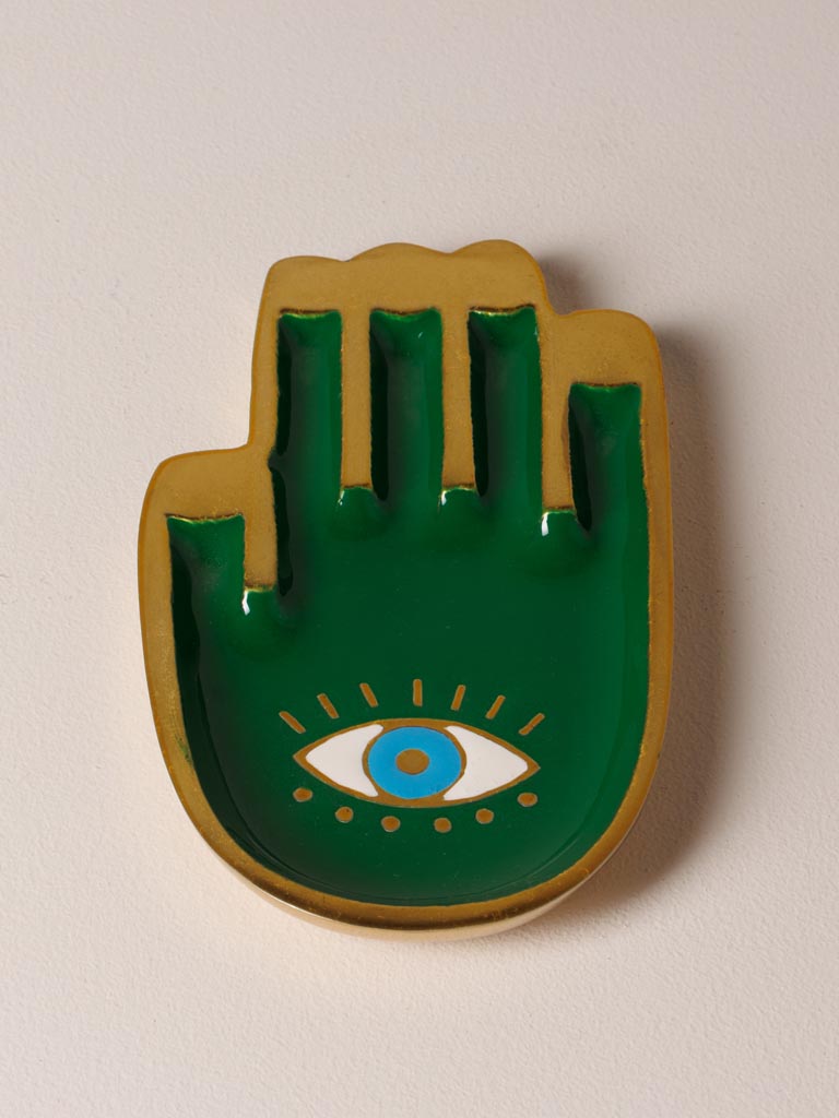 Green hamsa hand trinket tray Funkie - 3