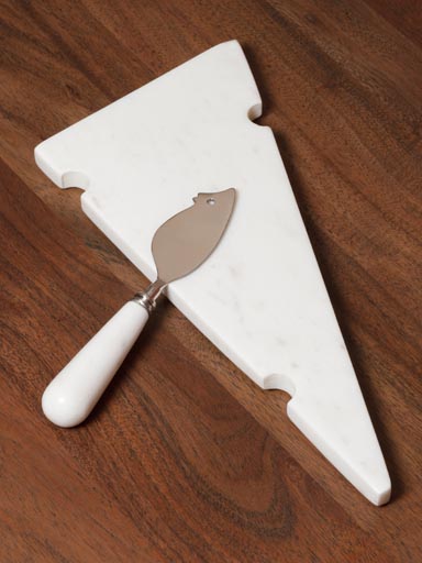 Marble cheese board with mouse knife