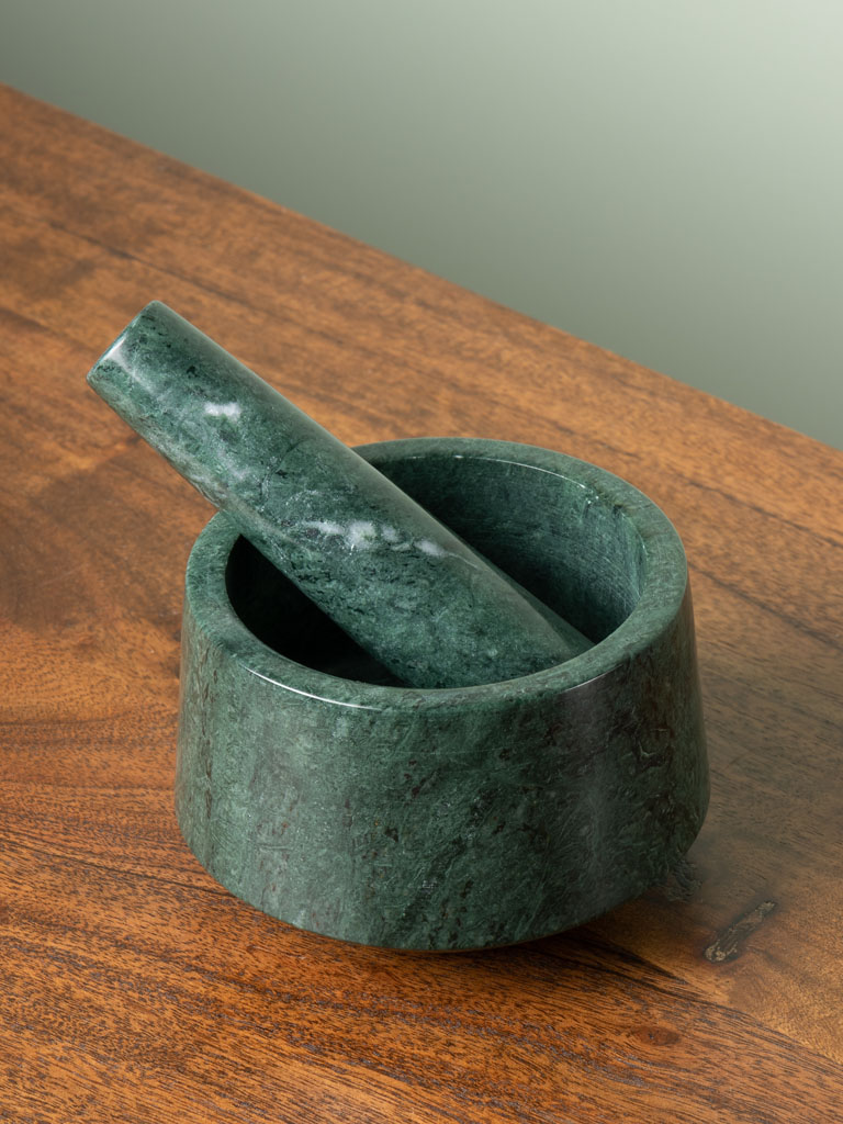 Green marble pestle and mortar - 1