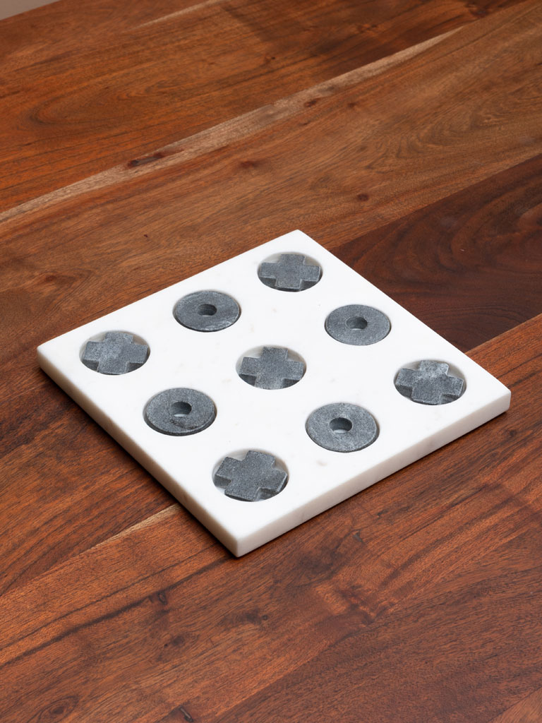 Tic tac toe game in white & grey marble - 1