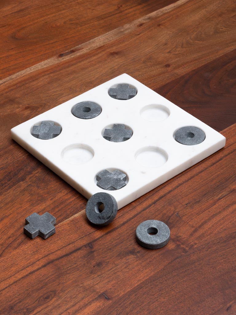 Tic tac toe game in white & grey marble - 4