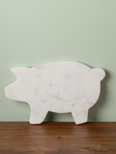 Planche à découper cochon marbre blanc