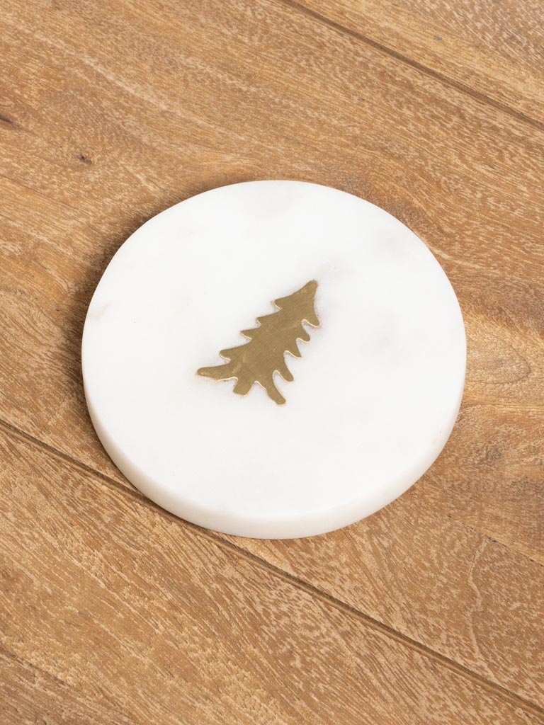 S/4 white marble coasters Xmas - 4