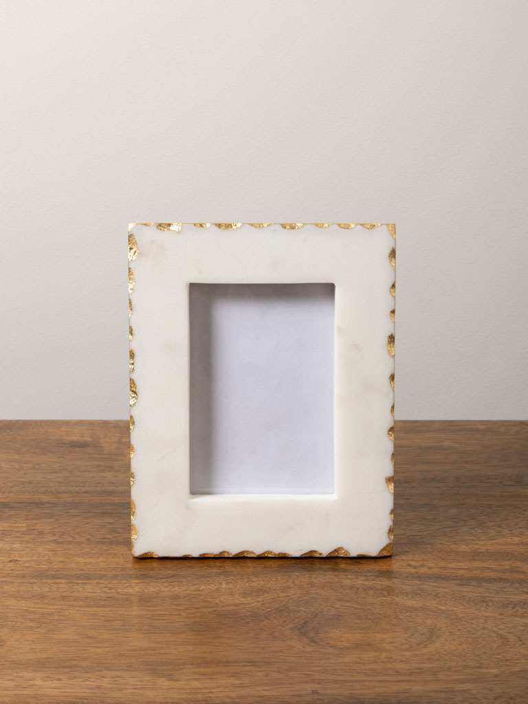 Small photoframe white marble and gold foil (8x12) - 1