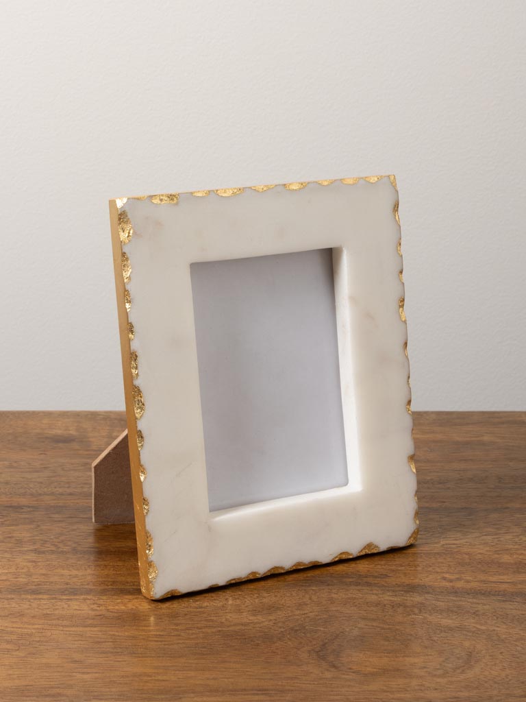 Small photoframe white marble and gold foil (8x12) - 4