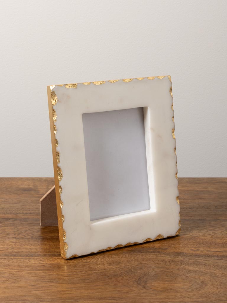 Porte photo S marbre blanc et feuille d'or (8x12) - 4