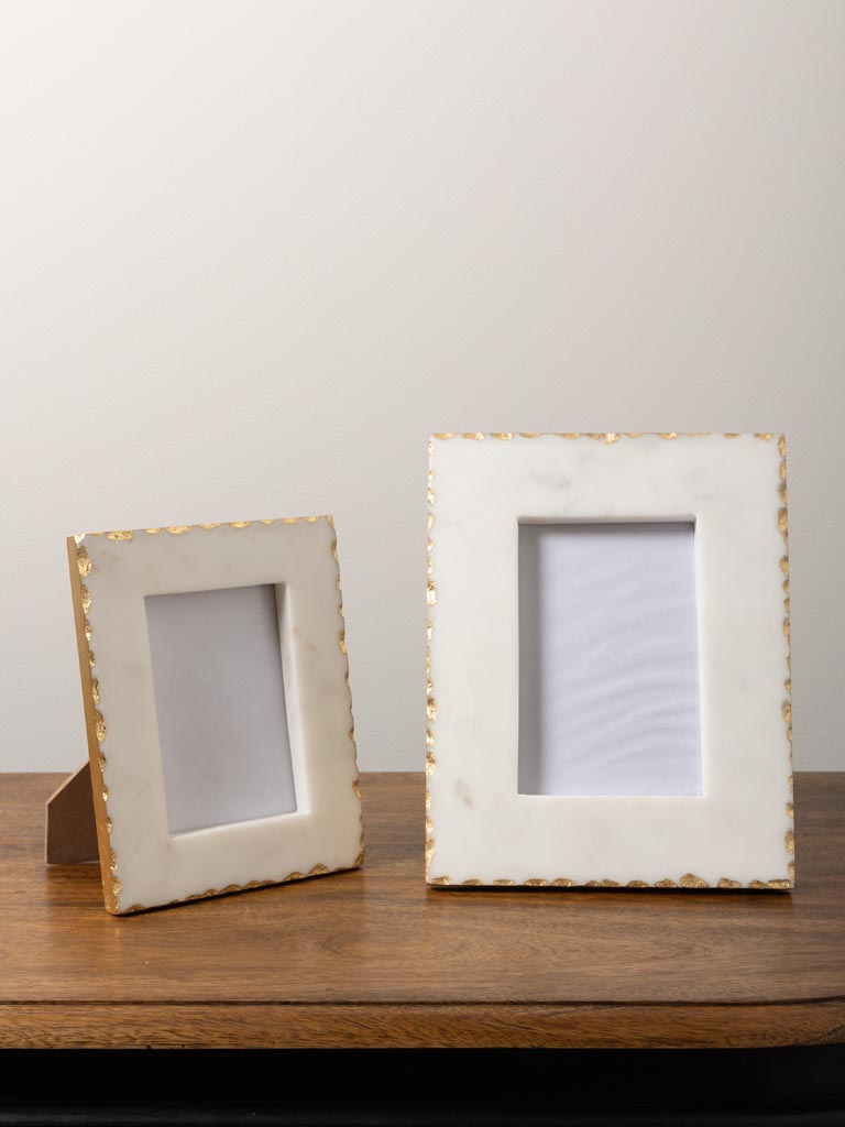 Small photoframe white marble and gold foil (8x12) - 7