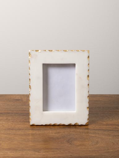 Porte photo S marbre blanc et feuille d'or (8x12)