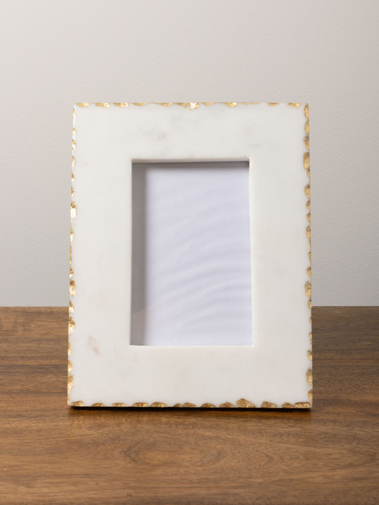 Porte photo M marbre blanc et feuille d'or (9x14) - 1