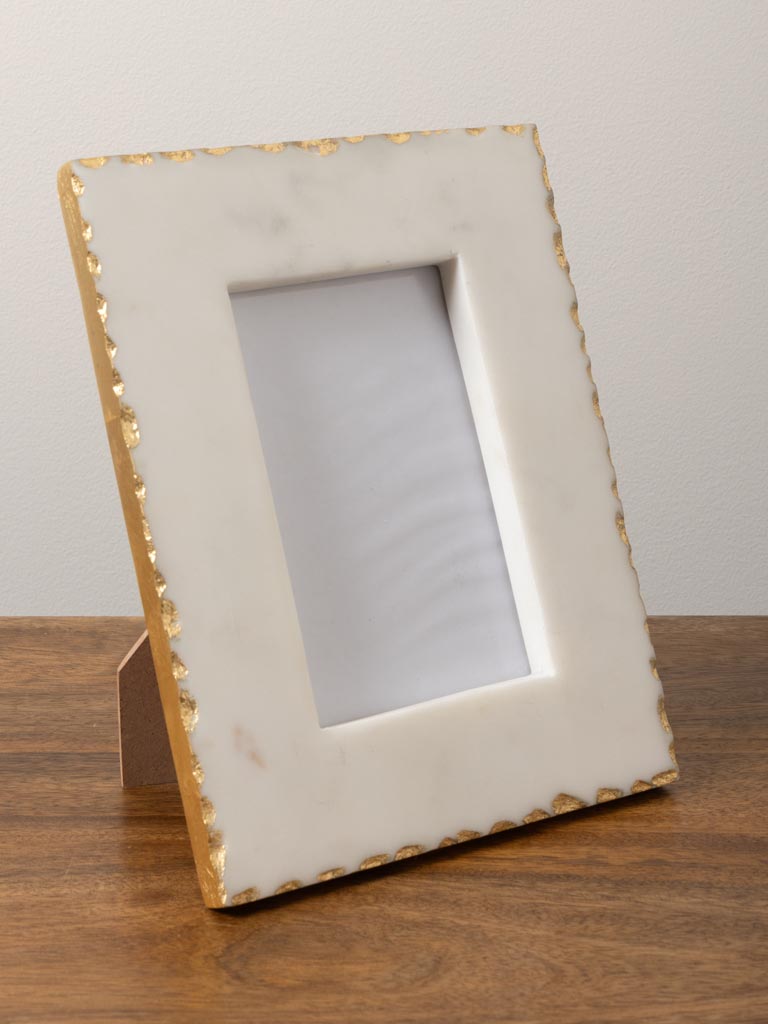 Porte photo M marbre blanc et feuille d'or (9x14) - 3