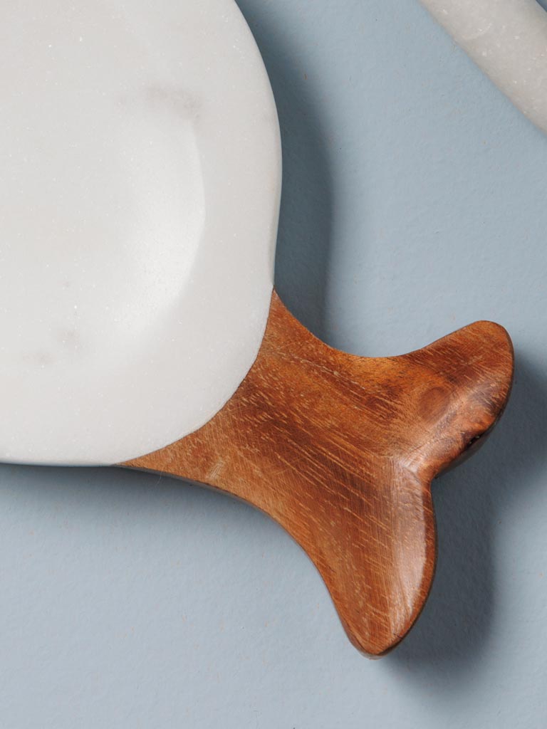 Small marble fish dish with knife - 3