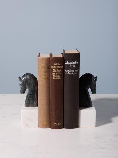 Petit serre-livres chevaux en marbre