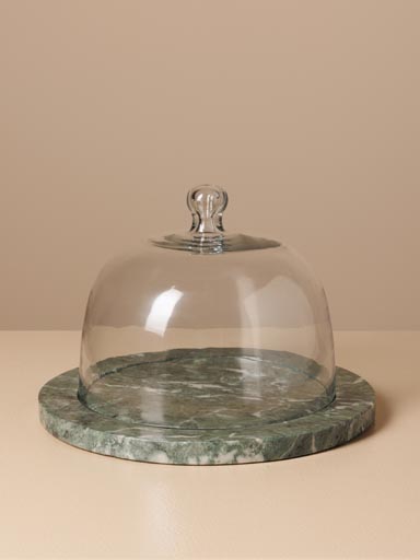 Green marble cake tray with cover and spatula
