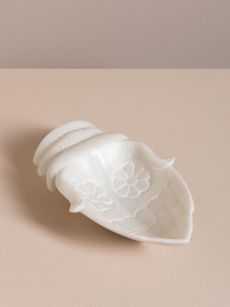 Vide poche mains gravées marbre blanc - 1
