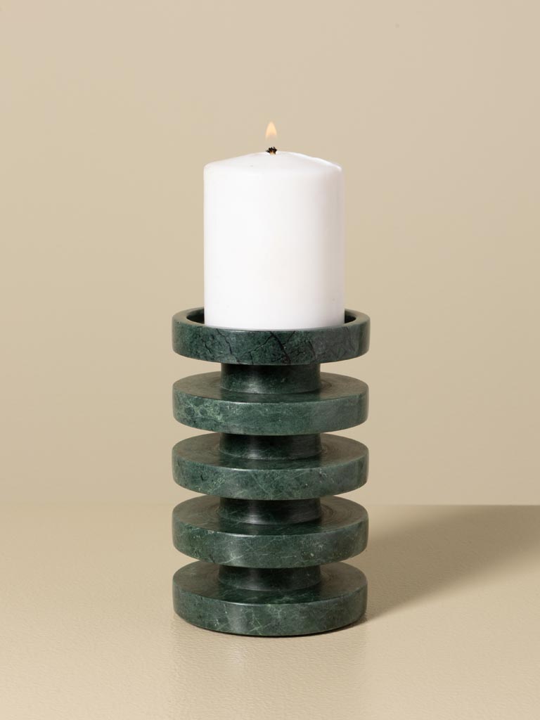 Small green marble candleholder Pilier - 1