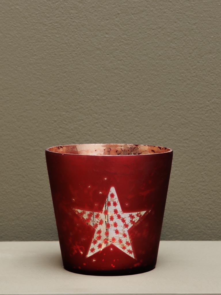 Petit photophore rouge mercurisé Star - 1