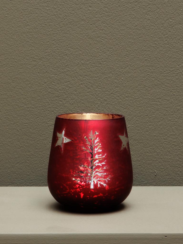 Petit photophore rouge mercurisé Stars - 1