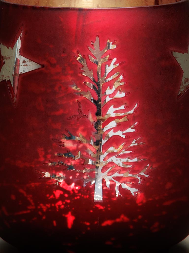 Petit photophore rouge mercurisé Stars - 3