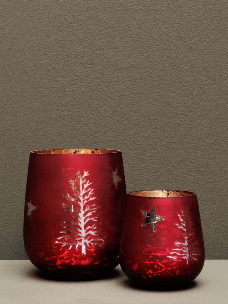 Petit photophore rouge mercurisé Stars - 4