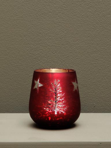 Petit photophore rouge mercurisé Stars