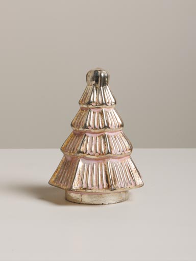 Small Xmas tree silvered glass powder pink