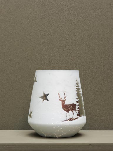 Photophore cerf sous la neige
