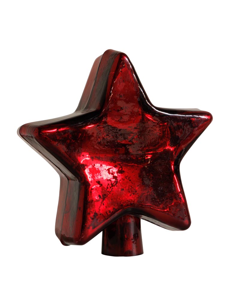 Xmas tree top red silver star - 2