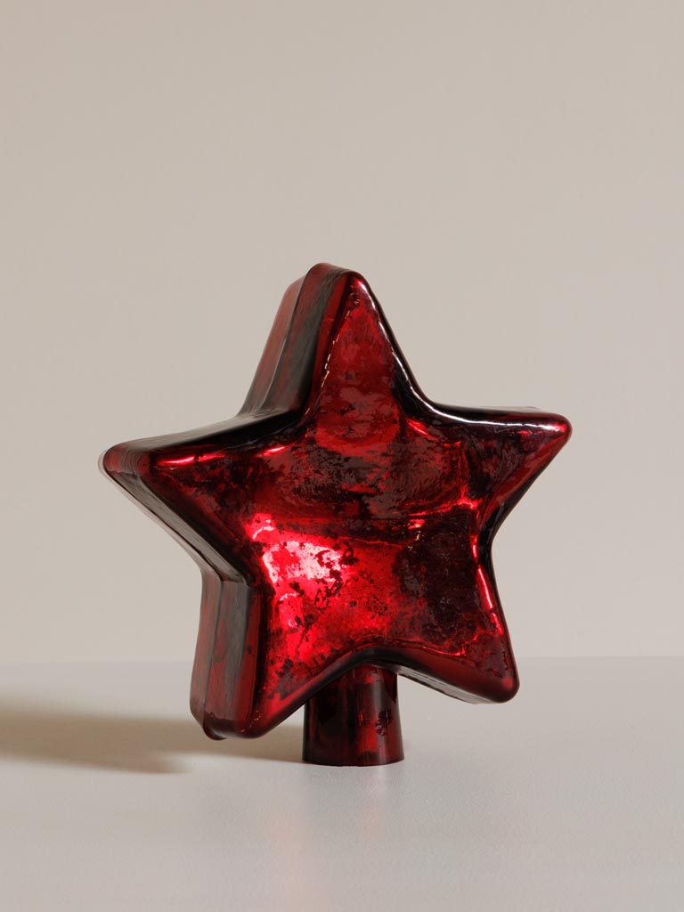 Xmas tree top red silver star - 1