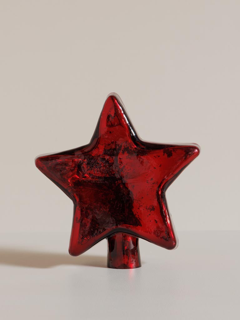 Xmas tree top red silver star - 3