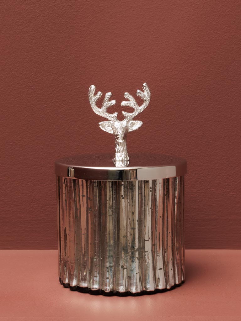 Bougie dans pot en verre couvercle cerf - 1