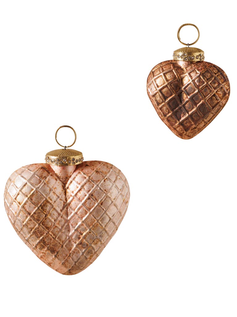 S/2 hanging copper hearts - 2