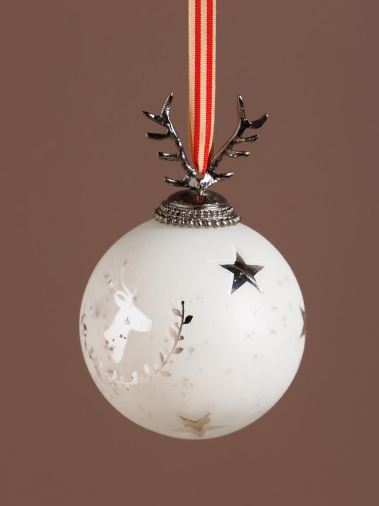 S/2 xmas balls white frost and deers - 3