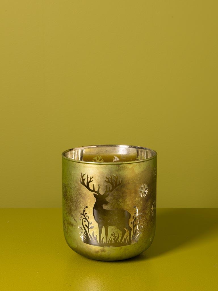 Petit photophore vert et cerf - 1