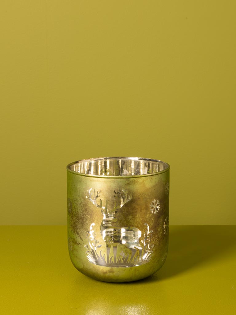 Petit photophore vert et cerf - 3