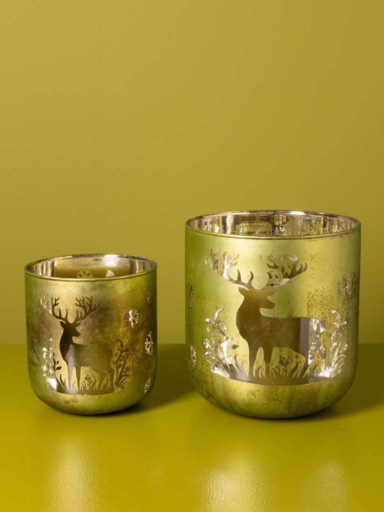 Petit photophore vert et cerf - 4