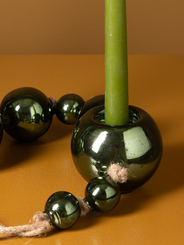 Centre de table vert 3 lumignons boules de noël - 3