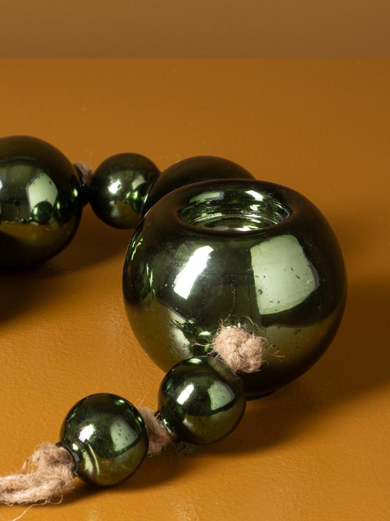 Centre de table vert 3 lumignons boules de noël - 5