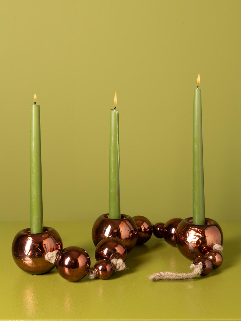 Centre de table brun 3 lumignons boules de noël - 1
