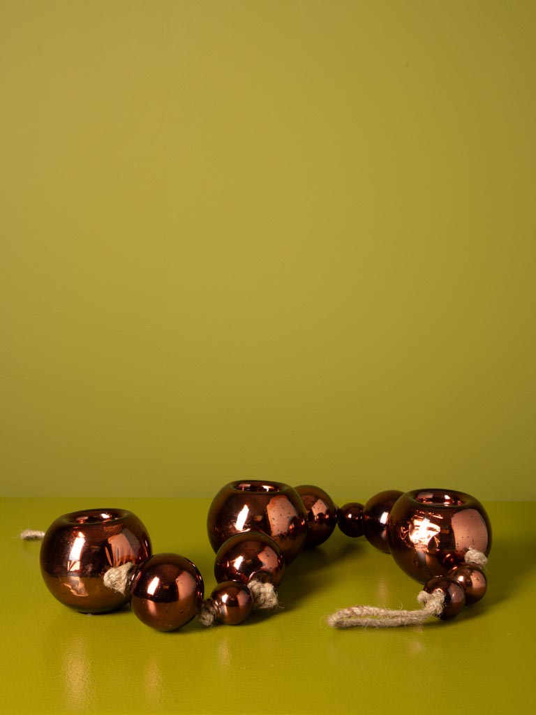 Centre de table brun 3 lumignons boules de noël - 4