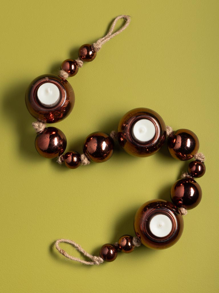 Centre de table brun 3 lumignons boules de noël - 7