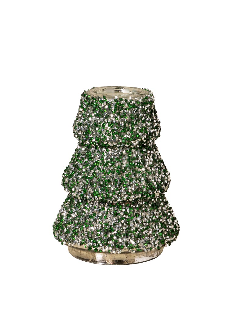 Petit bougeoir sapin pailleté vert et argent - 2