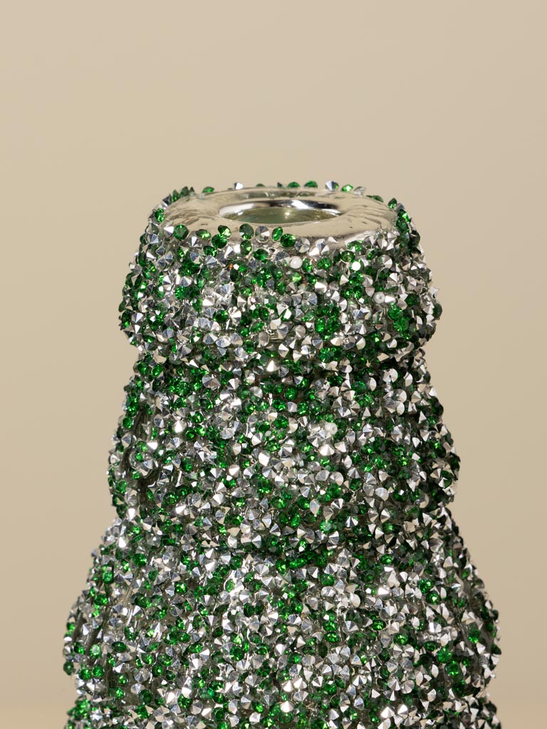 Petit bougeoir sapin pailleté vert et argent - 4