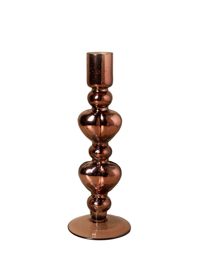 Bougeoir deux coeurs marrons - 2