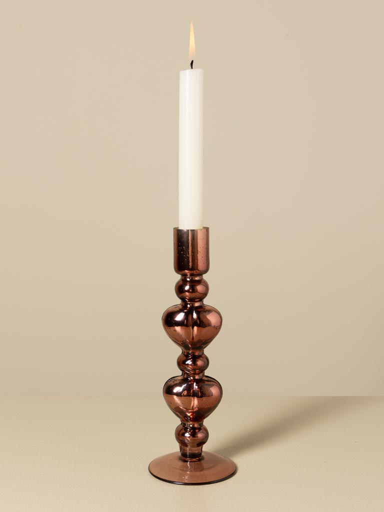 Bougeoir deux coeurs marrons - 1