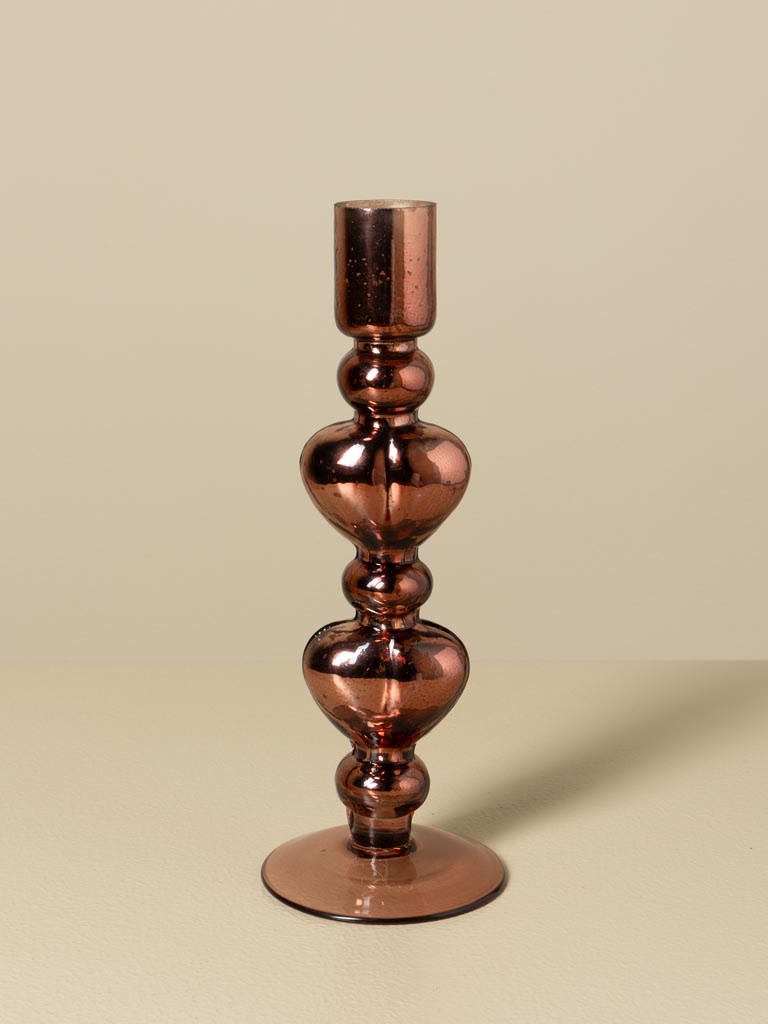 Bougeoir deux coeurs marrons - 3
