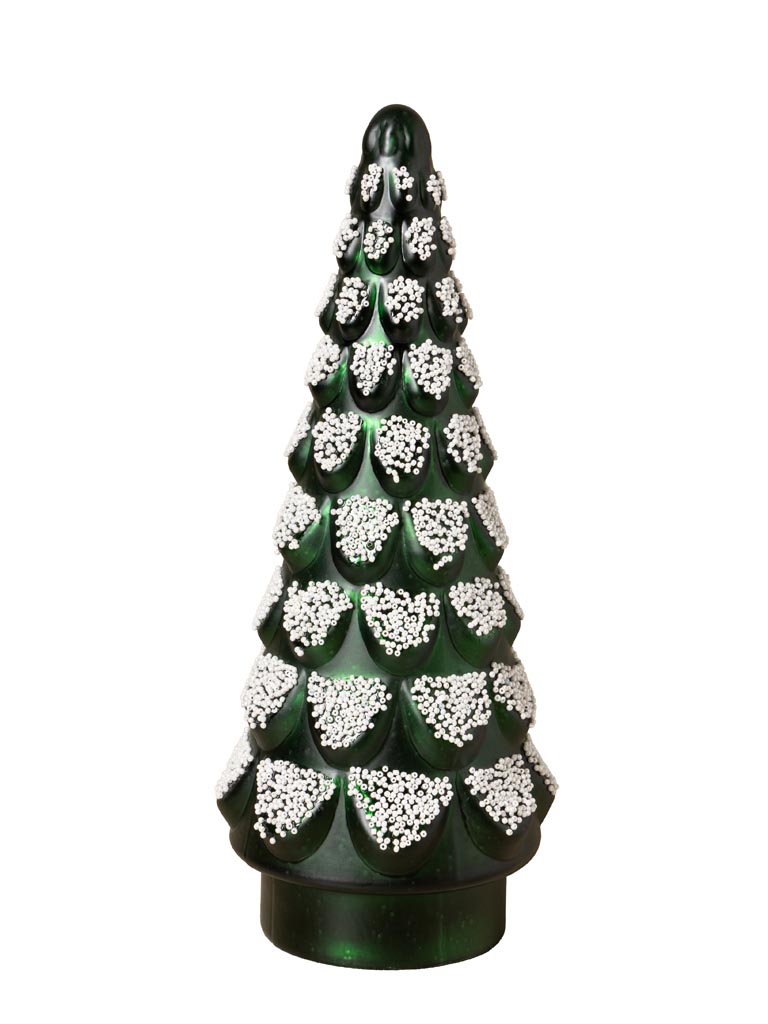 Grand sapin en verre vert et perles blanches - 2