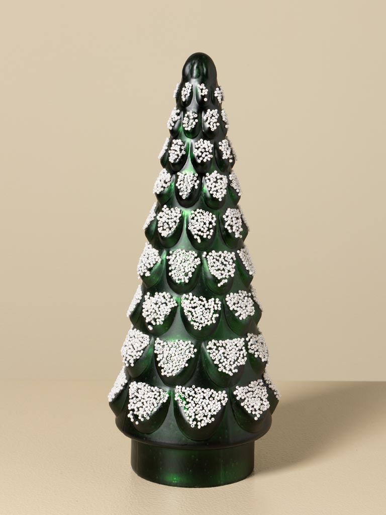 Grand sapin en verre vert et perles blanches - 1